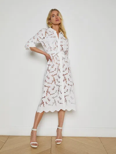 L Agence Emilio Lace Midi Shirt Dress