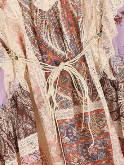 Zimmermann Rhiannon Billow Long Sleeve Lace Trim Minidress In Neutral