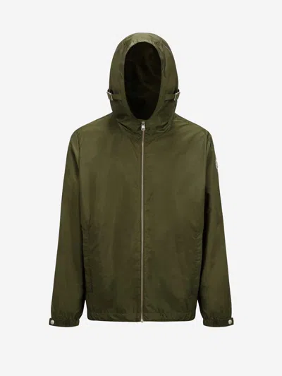 Moncler Lightweight Hooded Windbreaker With Adjustable Cuffs In Green