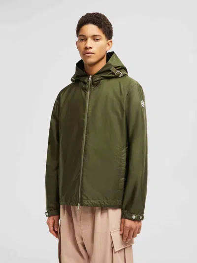 Moncler Lightweight Hooded Windbreaker With Adjustable Cuffs In Green