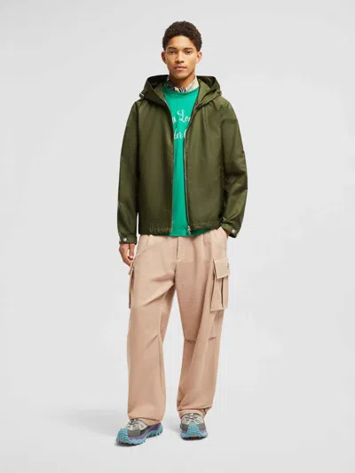 Moncler Lightweight Hooded Windbreaker With Adjustable Cuffs In Green