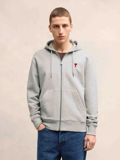 Shop Ami Alexandre Mattiussi Ami Paris Hooded Sweatshirt With Zipper