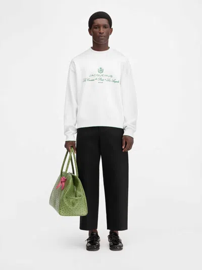 Jacquemus Crewneck Sweatshirt With Front Print And Ribbed Details