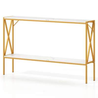 Hivvago Narrow Console Table 2-tier Entryway Table With Storage