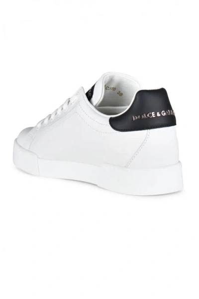 Dolce & Gabbana Portofino Logo-tag Leather Sneakers In White