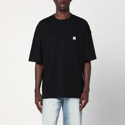 Amiri Black Crewneck T-shirt With Logo Embroidery On The Front In Cotton Man