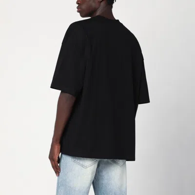Amiri Black Crewneck T-shirt With Logo Embroidery On The Front In Cotton Man