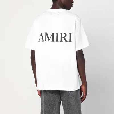 Amiri Men White Crewneck T-shirt With Logo Print On The Front And Logo Lettering On The Rear In Cott