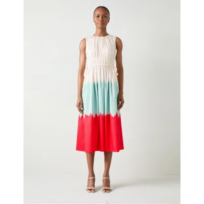 Lk Bennett Viola Dip Dye Print Tie Waist Midi Dress In Multi