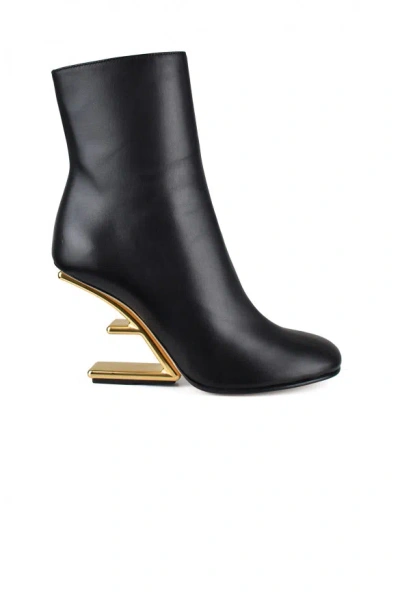 Fendi Leather Ankle Boots With O'lock Slider