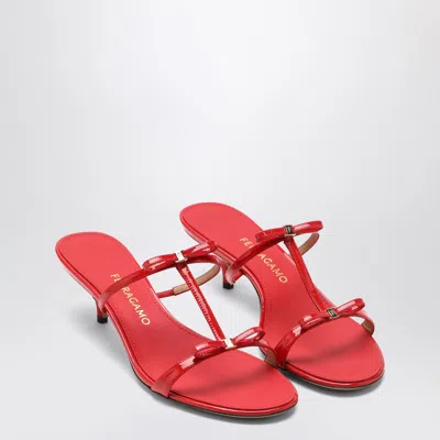 Ferragamo Abili Patent T-strap Slide Sandals