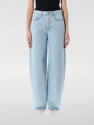 Mugler Lace-up Detail Denim Trousers With Back Pockets In Blue