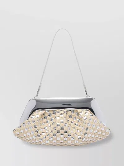 Themoirè Rectangular Woven Top Handle Shoulder Bag