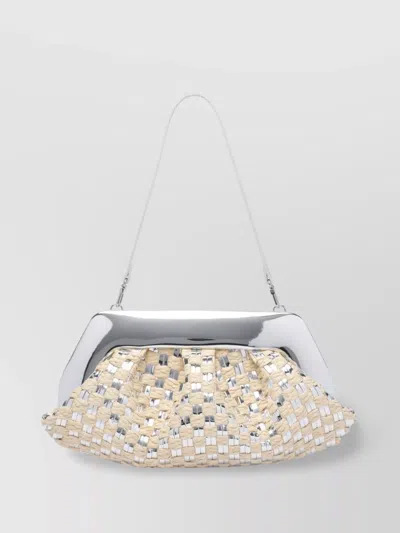 Themoirè Rectangular Woven Top Handle Shoulder Bag