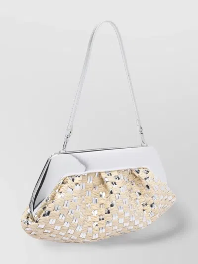 Themoirè Rectangular Woven Top Handle Shoulder Bag