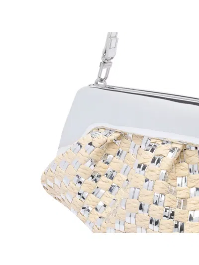 Themoirè Rectangular Woven Top Handle Shoulder Bag