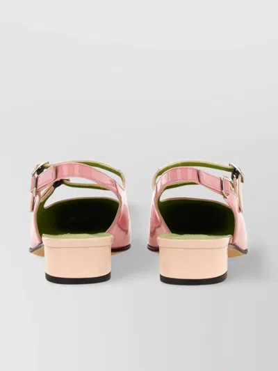 Carel Paris Block Heel Patent Slingback Pumps In Pink