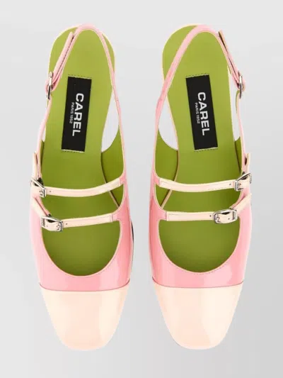 Carel Paris Block Heel Patent Slingback Pumps In Pink