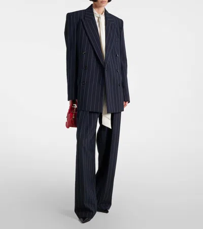 Stella Mccartney Pinstripe Oversized Wool Blazer In Blue