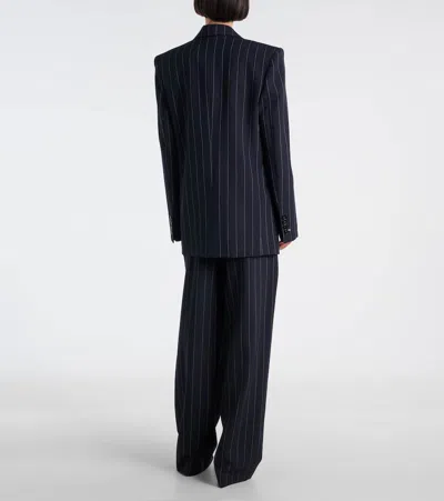 Stella Mccartney Pinstripe Oversized Wool Blazer In Blue