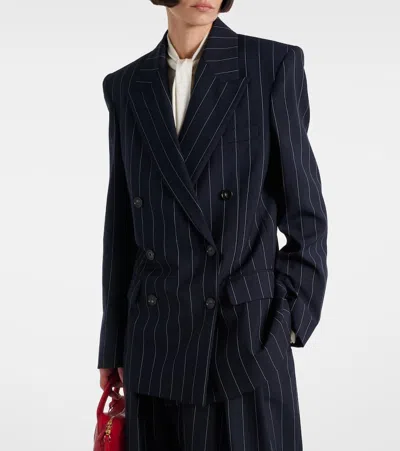 Stella Mccartney Pinstripe Oversized Wool Blazer In Blue
