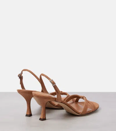 Jimmy Choo Elsy 70 Suede Slingback Open Toe Sandals In Brown