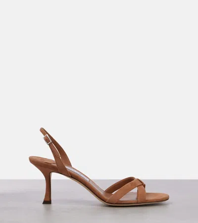 Jimmy Choo Elsy 70 Suede Slingback Open Toe Sandals In Brown