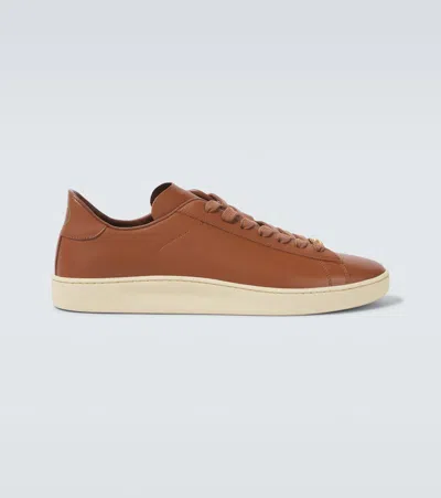 Valentino Garavani Royco Trainer In Nappa Calfskin In Tobacco