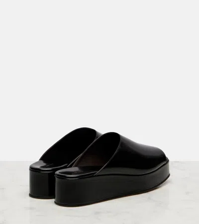 The Row 20mm Emi Flatform Patent Leather Wedges In Black