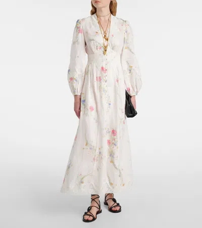 Zimmermann Lucky Midi Dress In White