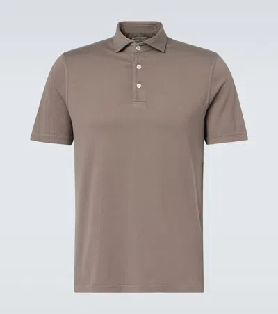 Fedeli Zero Cotton Jersey Polo Shirt In Brown