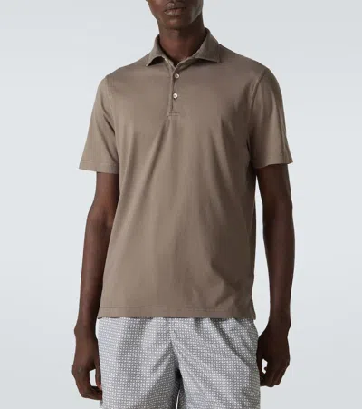 Fedeli Zero Cotton Jersey Polo Shirt In Brown