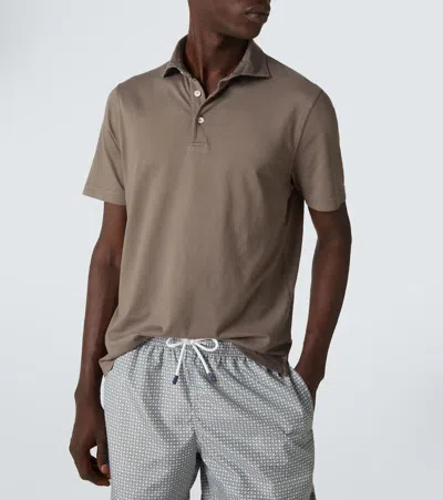Fedeli Zero Cotton Jersey Polo Shirt In Brown