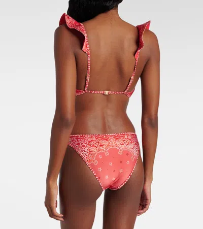 Zimmermann Lucky Ruffled Bikini In Red