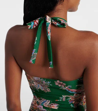 Zimmermann Rhiannon Wide Link Floral One-piece Swimsuit In Green