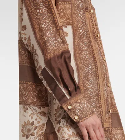 Zimmermann Lucky Manstyle Silk Shirt In Brown