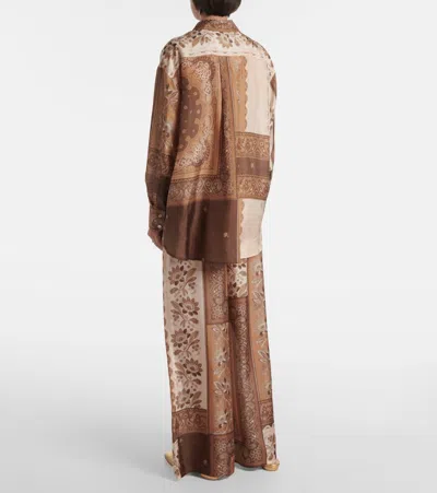 Zimmermann Lucky Manstyle Silk Shirt In Brown
