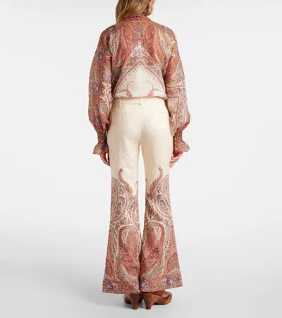Zimmermann Rhiannon Flared Linen Pants In Multi