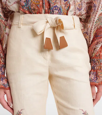Zimmermann Rhiannon Flared Linen Pants In Multi