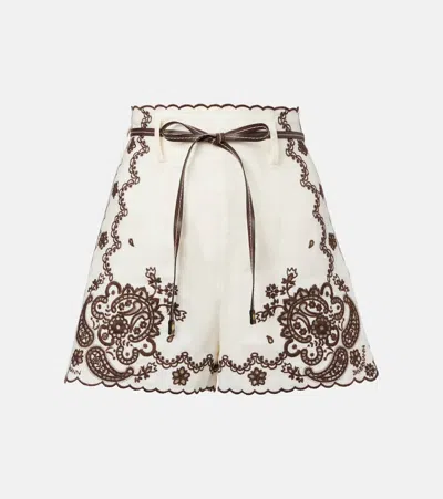 Zimmermann Ascension Embroidered Short Ivory Chocolate In White