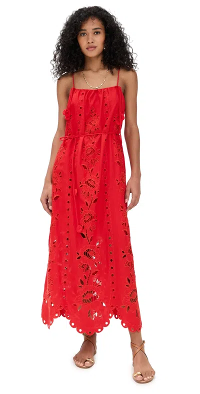 Farm Rio Red Flowers Richelieu Lenzing Ecovero Euroflax Maxi Dress