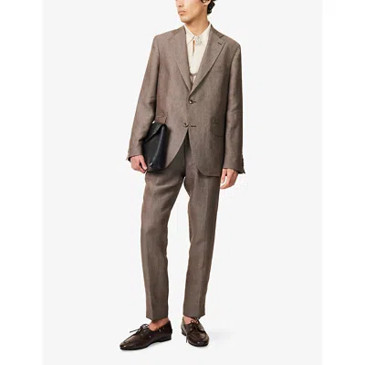 Oscar Jacobson Mens Ferry Soft Linen Blazer Dusk Brown