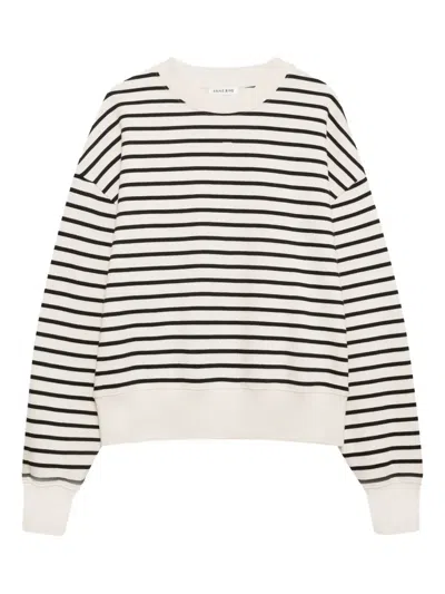 Anine Bing Striped Crew Neck Sweatshirt In White