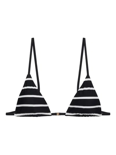 Anine Bing Bellamy Bikini Top Black And White Stripe In Black