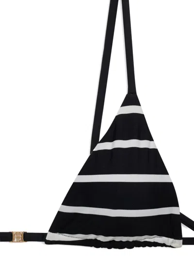 Anine Bing Bellamy Bikini Top Black And White Stripe In Black