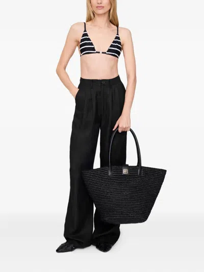 Anine Bing Bellamy Bikini Top Black And White Stripe In Black