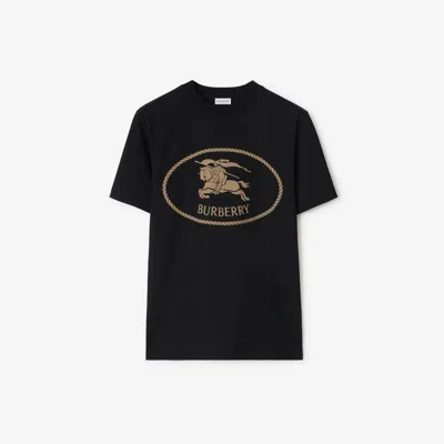 Burberry Knight Stamp Cotton T-shirt In Black