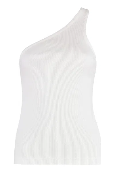 Agolde One-shoulder Ribbed Sleeveless Top In White