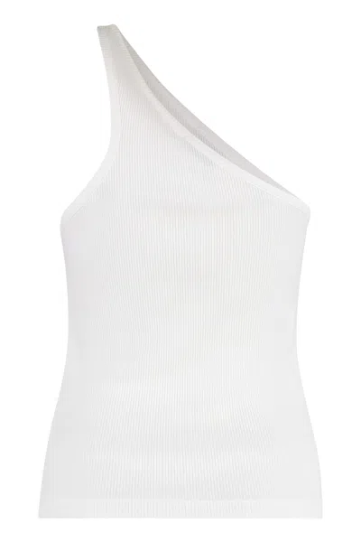 Agolde One-shoulder Ribbed Sleeveless Top In White