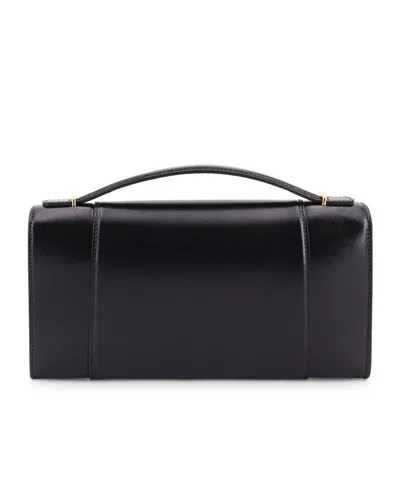 Balenciaga Hourglass Leather Top Handle Clutch In Black